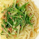 夏に向けて★鮭と水菜の冷製トロトロパスタ